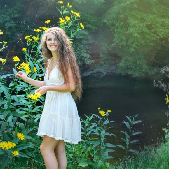 New Backless Halter Swiss Dot High Low Mini Dress - Picture 9 of 15